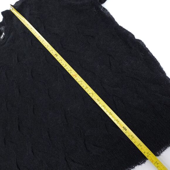 STUSSY Mohair Wool Loose Knit Cross Twist Cable Sweater Sheer Black 90s Grunge - Picture 4 of 6